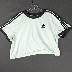 Adidas Shirt Women Extra Large Love Set Crop Top Mint Black Spell Out Ringer Tee